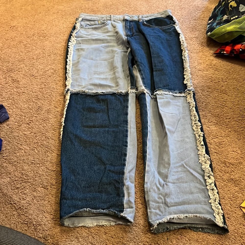Urban outfitters ragged mom patchwork jeans 32 - Picture 6 of 11
